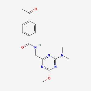 4-acetyl-N-((4-(dimethylamino)-6-methoxy-1,3,5-triazin-2-yl)methyl)benzamide