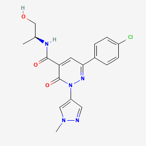 molecular formula C18H18ClN5O3 B2698469 (S)-6-(4-Chlorophenyl)-N-(1-hydroxypropan-2-yl)-2-(1-methyl-1H-pyrazol-4-yl)-3-oxo-2,3-dihydropyridazine-4-carboxamide CAS No. 2242464-44-2