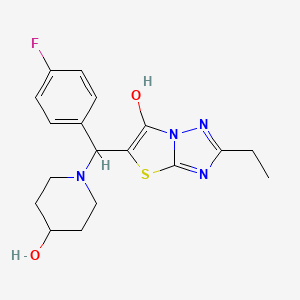 2-Ethyl-5-((4-fluorophenyl)(4-hydroxypiperidin-1-yl)methyl)thiazolo[3,2-b][1,2,4]triazol-6-ol