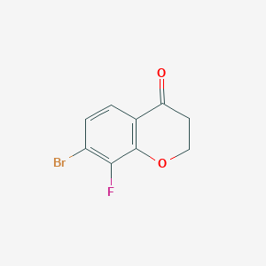 molecular formula C9H6BrFO2 B2698493 7-Bromo-8-fluorochroman-4-one CAS No. 1092350-77-0