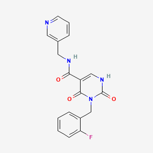 molecular formula C18H15FN4O3 B2698503 3-(2-氟苄基)-2,4-二氧代-N-(吡啶-3-基甲基)-1,2,3,4-四氢嘧啶-5-甲酰胺 CAS No. 1396867-19-8