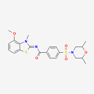 molecular formula C22H25N3O5S2 B2698512 (E)-4-((2,6-dimethylmorpholino)sulfonyl)-N-(4-methoxy-3-methylbenzo[d]thiazol-2(3H)-ylidene)benzamide CAS No. 443330-28-7