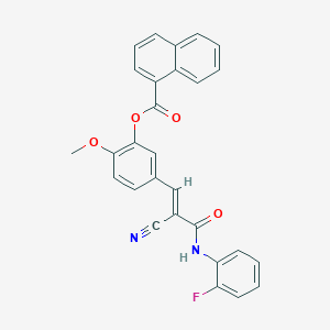 molecular formula C28H19FN2O4 B2698513 [5-[(E)-2-cyano-3-(2-fluoroanilino)-3-oxoprop-1-enyl]-2-methoxyphenyl] naphthalene-1-carboxylate CAS No. 380564-60-3
