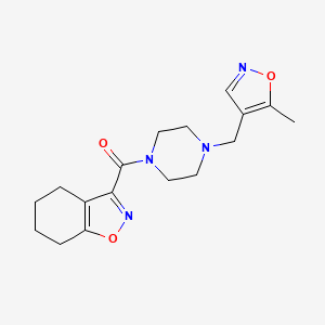 molecular formula C17H22N4O3 B2698520 (4-((5-Methylisoxazol-4-yl)methyl)piperazin-1-yl)(4,5,6,7-tetrahydrobenzo[d]isoxazol-3-yl)methanone CAS No. 2034244-73-8