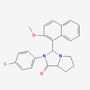 molecular formula C23H21FN2O2 B2698521 2-(4-fluorophenyl)-3-(2-methoxynaphthalen-1-yl)hexahydro-1H-pyrrolo[1,2-c]imidazol-1-one CAS No. 1009516-56-6