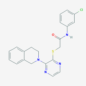molecular formula C21H19ClN4OS B2698526 N-(3-chlorophenyl)-2-{[3-(1,2,3,4-tetrahydroisoquinolin-2-yl)pyrazin-2-yl]sulfanyl}acetamide CAS No. 1185156-41-5