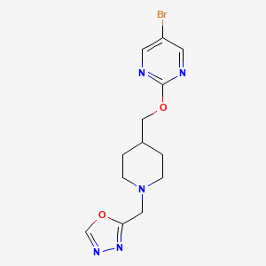 molecular formula C13H16BrN5O2 B2698539 2-[[4-[(5-Bromopyrimidin-2-yl)oxymethyl]piperidin-1-yl]methyl]-1,3,4-oxadiazole CAS No. 2380068-36-8