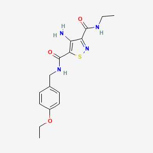 molecular formula C16H20N4O3S B2698541 4-amino-N5-(4-ethoxybenzyl)-N3-ethylisothiazole-3,5-dicarboxamide CAS No. 1251581-69-7