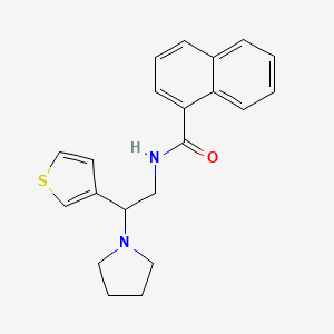 molecular formula C21H22N2OS B2698547 N-(2-(pyrrolidin-1-yl)-2-(thiophen-3-yl)ethyl)-1-naphthamide CAS No. 946272-08-8