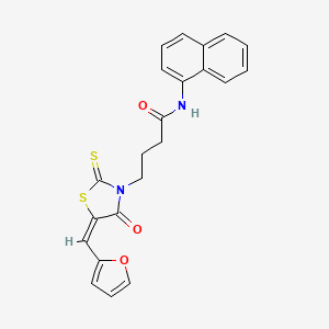 molecular formula C22H18N2O3S2 B2698578 (E)-4-(5-(furan-2-ylmethylene)-4-oxo-2-thioxothiazolidin-3-yl)-N-(naphthalen-1-yl)butanamide CAS No. 1164545-07-6