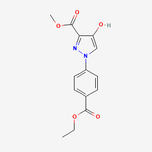 molecular formula C14H14N2O5 B2698582 methyl 1-[4-(ethoxycarbonyl)phenyl]-4-hydroxy-1H-pyrazole-3-carboxylate CAS No. 379239-03-9
