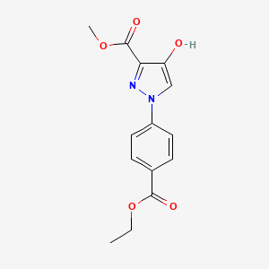 molecular formula C14H14N2O5 B2698582 Methyl 1-(4-ethoxycarbonylphenyl)-4-hydroxypyrazole-3-carboxylate CAS No. 379239-03-9