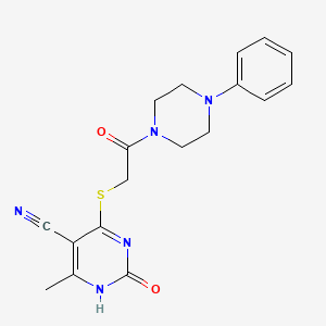 B2698585 6-Methyl-2-oxo-4-((2-oxo-2-(4-phenylpiperazin-1-yl)ethyl)thio)-1,2-dihydropyrimidine-5-carbonitrile CAS No. 899756-13-9