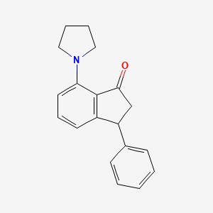 molecular formula C19H19NO B2698591 3-Phenyl-7-(1-pyrrolidinyl)-1-indanone CAS No. 306976-73-8
