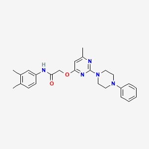 B2698595 N-(3,4-dimethylphenyl)-2-{[6-methyl-2-(4-phenylpiperazin-1-yl)pyrimidin-4-yl]oxy}acetamide CAS No. 1226433-89-1