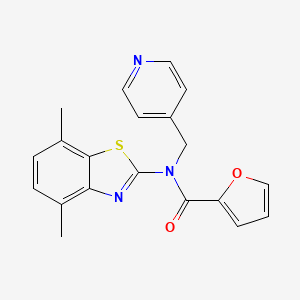molecular formula C20H17N3O2S B2698600 N-(4,7-dimethylbenzo[d]thiazol-2-yl)-N-(pyridin-4-ylmethyl)furan-2-carboxamide CAS No. 923192-08-9