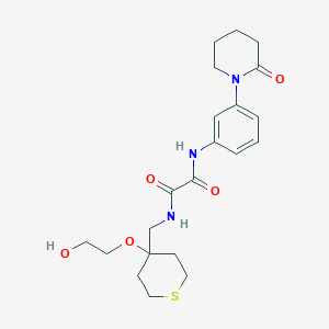 molecular formula C21H29N3O5S B2698660 N'-{[4-(2-hydroxyethoxy)thian-4-yl]methyl}-N-[3-(2-oxopiperidin-1-yl)phenyl]ethanediamide CAS No. 2319852-46-3