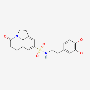 molecular formula C21H24N2O5S B2698663 N-(3,4-dimethoxyphenethyl)-4-oxo-2,4,5,6-tetrahydro-1H-pyrrolo[3,2,1-ij]quinoline-8-sulfonamide CAS No. 898435-96-6