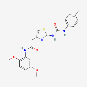 molecular formula C21H22N4O4S B2698706 N-(2,5-dimethoxyphenyl)-2-(2-(3-(p-tolyl)ureido)thiazol-4-yl)acetamide CAS No. 921484-24-4