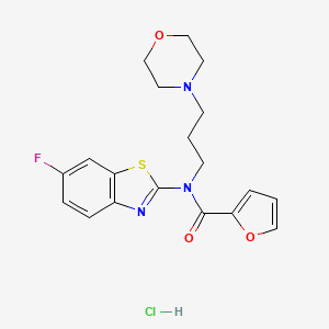 molecular formula C19H21ClFN3O3S B2698732 N-(6-fluorobenzo[d]thiazol-2-yl)-N-(3-morpholinopropyl)furan-2-carboxamide hydrochloride CAS No. 1216386-11-6
