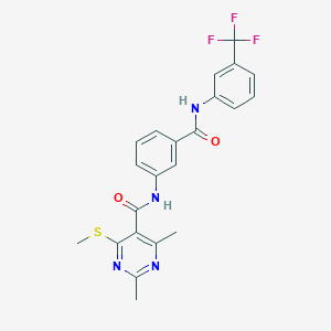 2,4-dimethyl-6-methylsulfanyl-N-[3-[[3-(trifluoromethyl)phenyl]carbamoyl]phenyl]pyrimidine-5-carboxamide