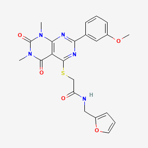 molecular formula C22H21N5O5S B2698758 N-[(furan-2-yl)methyl]-2-{[2-(3-methoxyphenyl)-6,8-dimethyl-5,7-dioxo-5H,6H,7H,8H-[1,3]diazino[4,5-d]pyrimidin-4-yl]sulfanyl}acetamide CAS No. 872839-59-3