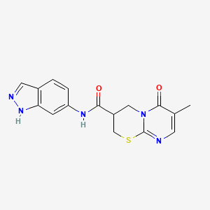 molecular formula C16H15N5O2S B2698763 N-(1H-indazol-6-yl)-7-methyl-6-oxo-2H,3H,4H,6H-pyrimido[2,1-b][1,3]thiazine-3-carboxamide CAS No. 1421584-66-8