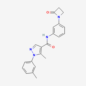 5-Methyl-1-(3-methylphenyl)-N-[3-(2-oxoazetidin-1-yl)phenyl]pyrazole-4-carboxamide