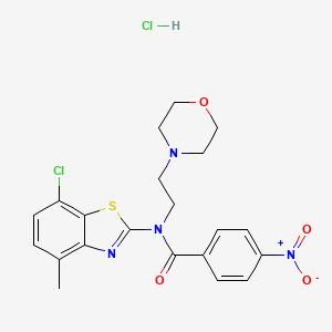 molecular formula C21H22Cl2N4O4S B2698817 N-(7-CHLORO-4-METHYL-1,3-BENZOTHIAZOL-2-YL)-N-[2-(MORPHOLIN-4-YL)ETHYL]-4-NITROBENZAMIDE HYDROCHLORIDE CAS No. 1216384-14-3