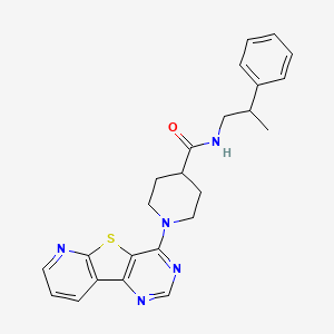 molecular formula C24H25N5OS B2698822 N-(2-phenylpropyl)-1-{8-thia-3,5,10-triazatricyclo[7.4.0.0^{2,7}]trideca-1(13),2(7),3,5,9,11-hexaen-6-yl}piperidine-4-carboxamide CAS No. 1040678-03-2