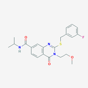 2-((3-fluorobenzyl)thio)-N-isopropyl-3-(2-methoxyethyl)-4-oxo-3,4-dihydroquinazoline-7-carboxamide