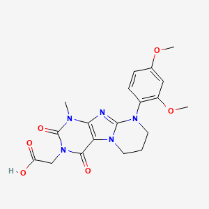 2-(9-(2,4-dimethoxyphenyl)-1-methyl-2,4-dioxo-1,2,6,7,8,9-hexahydropyrimido[2,1-f]purin-3(4H)-yl)acetic acid