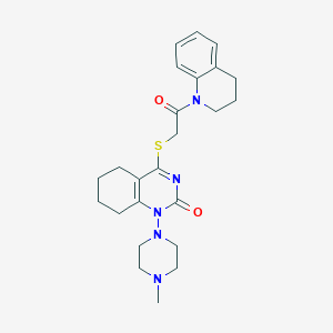 molecular formula C24H31N5O2S B2698908 4-((2-(3,4-dihydroquinolin-1(2H)-yl)-2-oxoethyl)thio)-1-(4-methylpiperazin-1-yl)-5,6,7,8-tetrahydroquinazolin-2(1H)-one CAS No. 899951-46-3