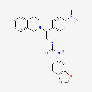 molecular formula C27H30N4O3 B2698913 1-(benzo[d][1,3]dioxol-5-yl)-3-(2-(3,4-dihydroisoquinolin-2(1H)-yl)-2-(4-(dimethylamino)phenyl)ethyl)urea CAS No. 1171315-04-0