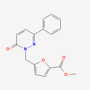 molecular formula C17H14N2O4 B2698943 methyl 5-[(6-oxo-3-phenyl-1,6-dihydropyridazin-1-yl)methyl]furan-2-carboxylate CAS No. 922944-85-2