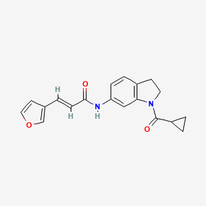 molecular formula C19H18N2O3 B2698970 (E)-N-(1-(cyclopropanecarbonyl)indolin-6-yl)-3-(furan-3-yl)acrylamide CAS No. 1448140-10-0