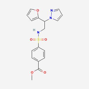 molecular formula C17H17N3O5S B2698974 methyl 4-(N-(2-(furan-2-yl)-2-(1H-pyrazol-1-yl)ethyl)sulfamoyl)benzoate CAS No. 2034255-29-1
