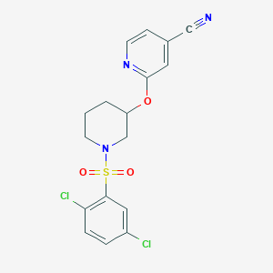 molecular formula C17H15Cl2N3O3S B2698999 2-((1-((2,5-Dichlorophenyl)sulfonyl)piperidin-3-yl)oxy)isonicotinonitrile CAS No. 2034432-73-8