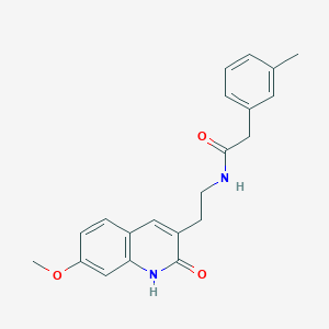 molecular formula C21H22N2O3 B2699004 N-[2-(7-methoxy-2-oxo-1,2-dihydroquinolin-3-yl)ethyl]-2-(3-methylphenyl)acetamide CAS No. 851406-27-4