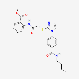 molecular formula C24H26N4O4S B2699005 methyl 2-[2-({1-[4-(butylcarbamoyl)phenyl]-1H-imidazol-2-yl}sulfanyl)acetamido]benzoate CAS No. 1207040-02-5