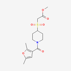 molecular formula C15H21NO6S B2699017 Methyl 2-((1-(2,5-dimethylfuran-3-carbonyl)piperidin-4-yl)sulfonyl)acetate CAS No. 1797017-03-8