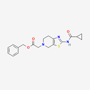 molecular formula C19H21N3O3S B2699023 benzyl 2-(2-(cyclopropanecarboxamido)-6,7-dihydrothiazolo[5,4-c]pyridin-5(4H)-yl)acetate CAS No. 1351598-86-1
