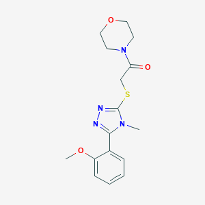 molecular formula C16H20N4O3S B269907 methyl 2-(4-methyl-5-{[2-(4-morpholinyl)-2-oxoethyl]sulfanyl}-4H-1,2,4-triazol-3-yl)phenyl ether 