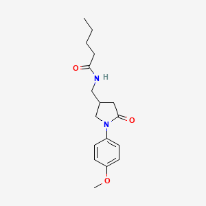 N-((1-(4-methoxyphenyl)-5-oxopyrrolidin-3-yl)methyl)pentanamide