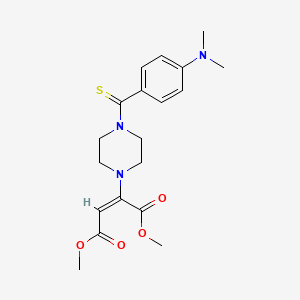 molecular formula C19H25N3O4S B2699138 Dimethyl 2-(4-(4-(dimethylamino)phenylcarbonothioyl)piperazin-1-yl)maleate CAS No. 946378-75-2