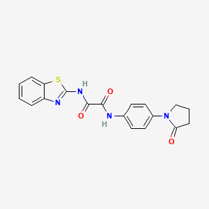 molecular formula C19H16N4O3S B2699150 N-(1,3-benzothiazol-2-yl)-N'-[4-(2-oxopyrrolidin-1-yl)phenyl]ethanediamide CAS No. 941998-16-9