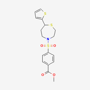 molecular formula C17H19NO4S3 B2699163 Methyl 4-((7-(thiophen-2-yl)-1,4-thiazepan-4-yl)sulfonyl)benzoate CAS No. 1705514-74-4