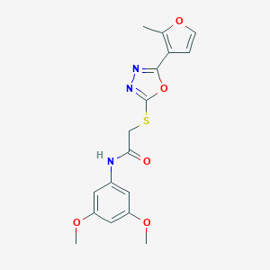 molecular formula C17H17N3O5S B269917 N-(3,5-dimethoxyphenyl)-2-[[5-(2-methylfuran-3-yl)-1,3,4-oxadiazol-2-yl]sulfanyl]acetamide 