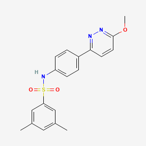 molecular formula C19H19N3O3S B2699171 N-[4-(6-methoxypyridazin-3-yl)phenyl]-3,5-dimethylbenzene-1-sulfonamide CAS No. 933210-54-9