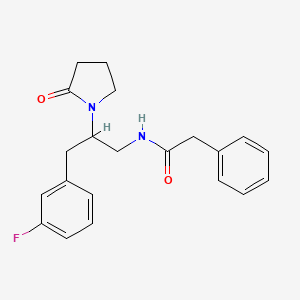 molecular formula C21H23FN2O2 B2699172 N-[3-(3-Fluorophenyl)-2-(2-oxopyrrolidin-1-YL)propyl]-2-phenylacetamide CAS No. 1421452-40-5